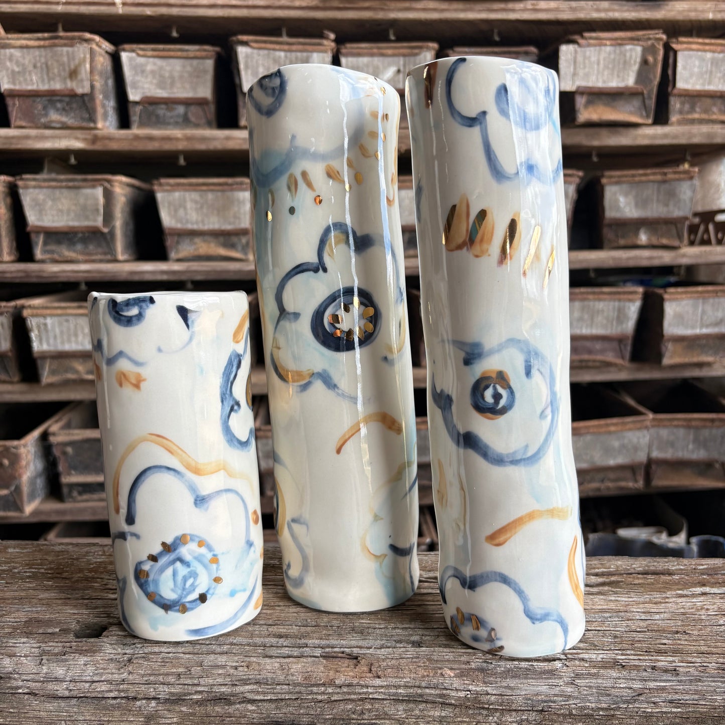 Cloud Vases with Gold