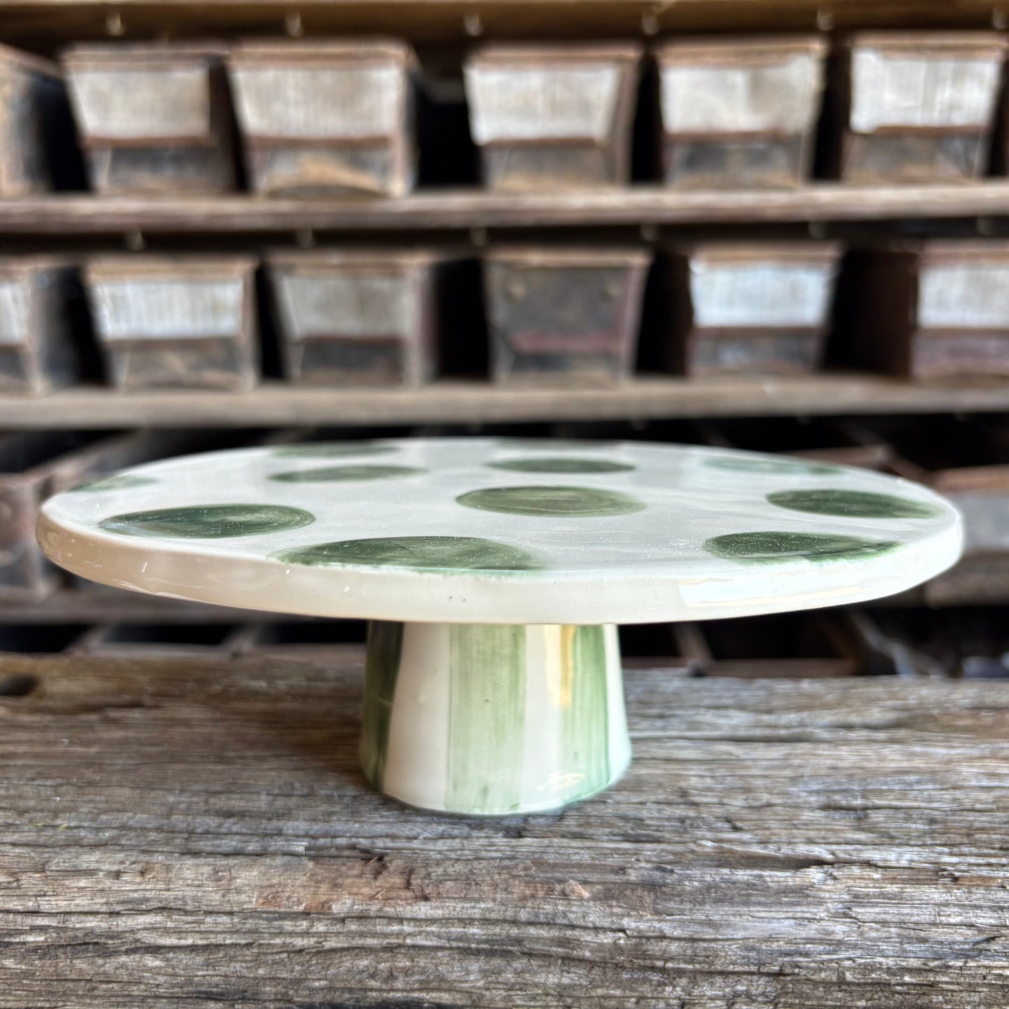 Small Cake Stands – Green Flower and Green Spots